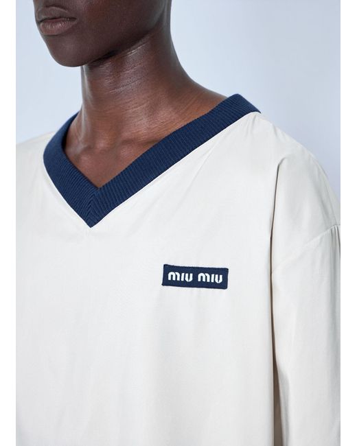 Miu Miu White Technical Pongé Sweatshirt for men