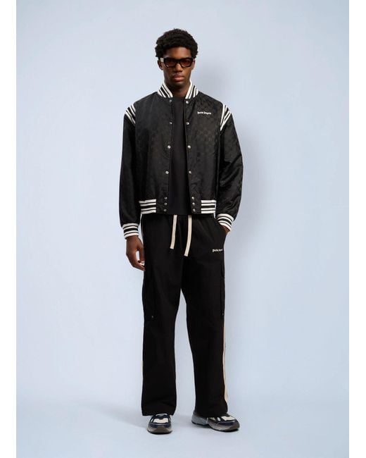Palm Angels Black Monogram Jacquard Bomber Jacket for men