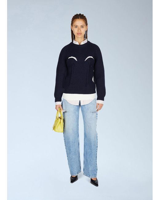 Maison Margiela Blue High-Rise Distressed Denim Jeans
