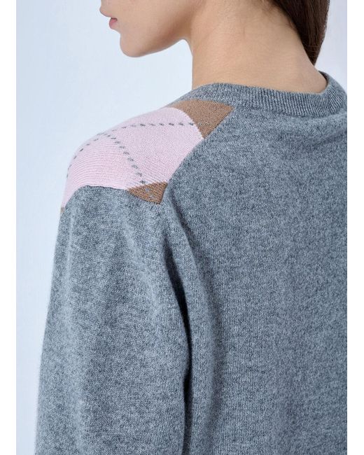 Prada Blue Argyle V-Neck Sweater
