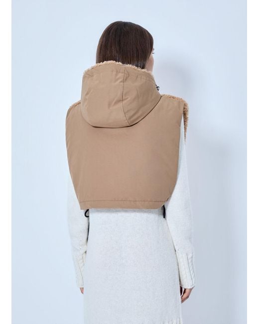 Moncler White Sherpa Hooded Overlay