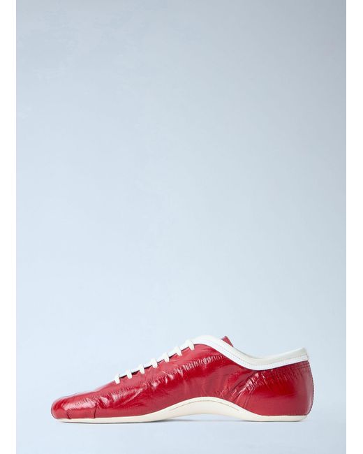 Dries Van Noten Red Leather Lace-Up Sneakers