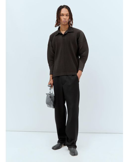 Homme Plissé Issey Miyake Black Monthly Colors: January Pleated Polo Shirt for men