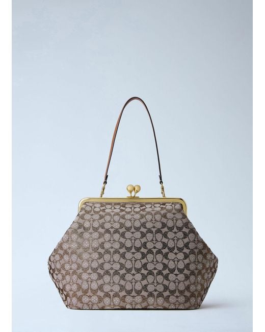 COACH Blue Large Kisslock Frame Bag