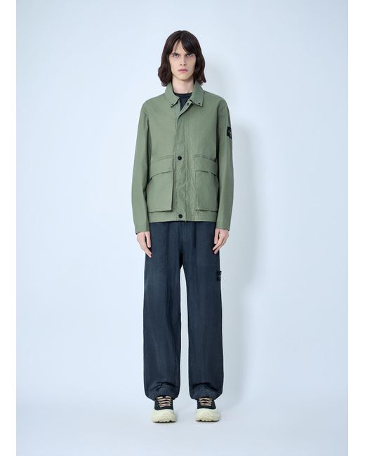 Stone Island Green Cotton Twill Field Jacket for men