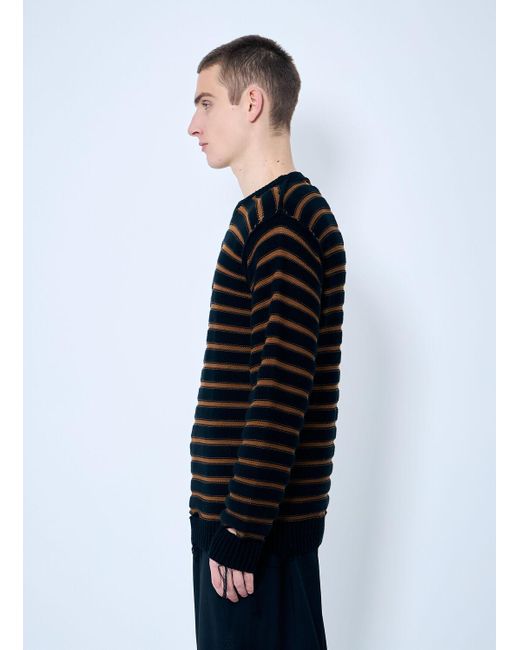 MM6 by Maison Martin Margiela Black Striped Distressed Sweater for men