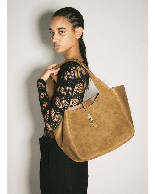 ショルダーバッグ・ポシェット SUEDE LE 5 A 7 BEA SHOULDER BAG Saint Laurent Le 5 À 7 Bea Suede Shoulder Bag in Natural | Lyst