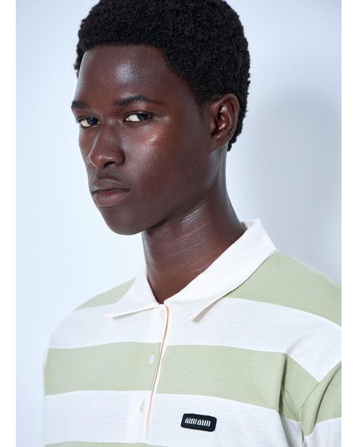 Miu Miu Blue Striped Jersey Polo Shirt for men