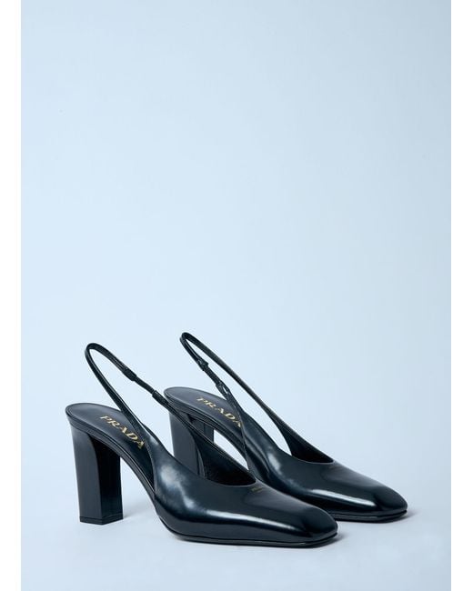 Prada Blue Decolette Leather Heels