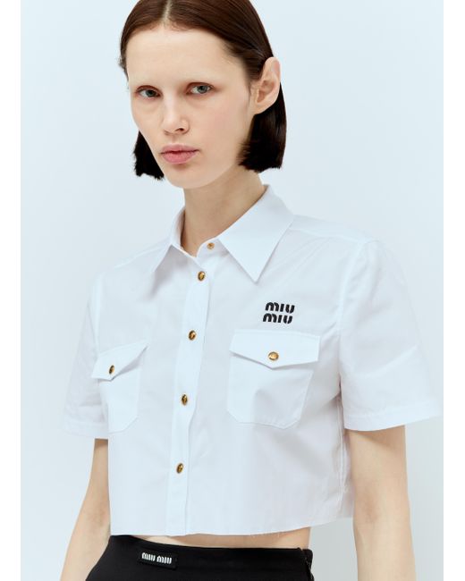 Miu Miu White Cropped Poplin Shirt