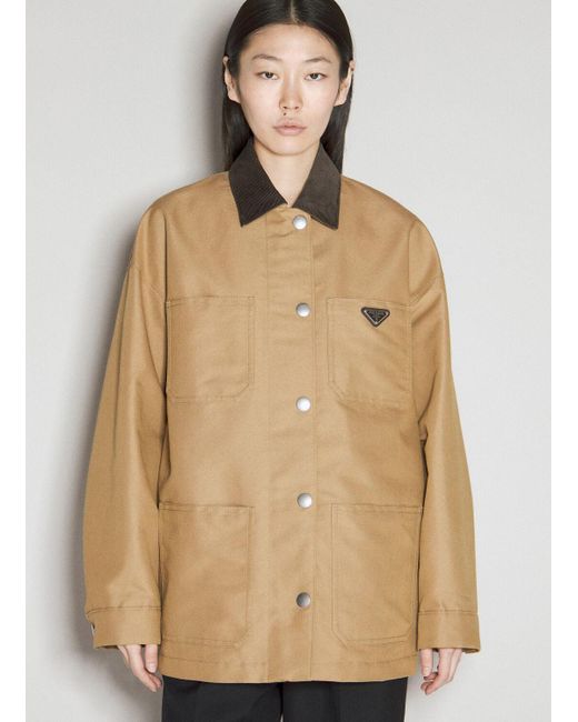 Prada Natural Logo Plaque Canvas Jacket