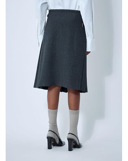 Prada Blue Pleated Rush Stitch Skirt With Belt
