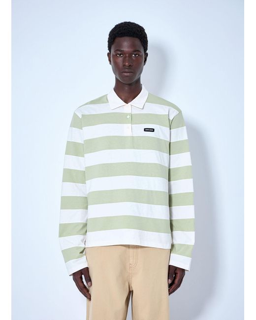 Miu Miu Blue Striped Jersey Polo Shirt for men