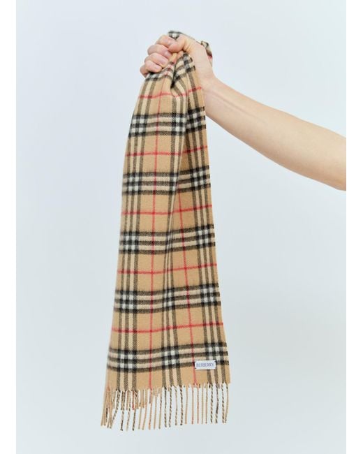 Burberry Natural Reversible Check Cashmere Scarf