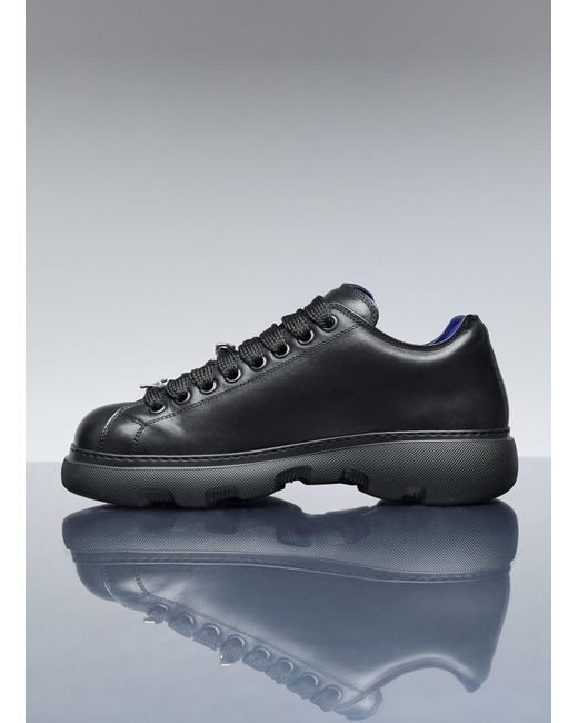 Burberry Gray Ranger Leather Sneakers for men