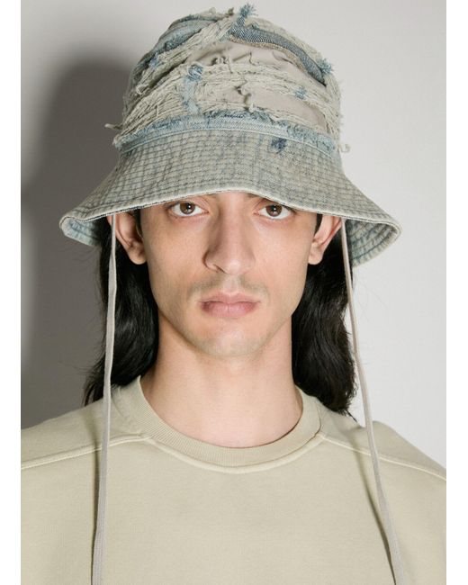 Rick Owens Gray Gilligan Distressed Bucket Hat for men