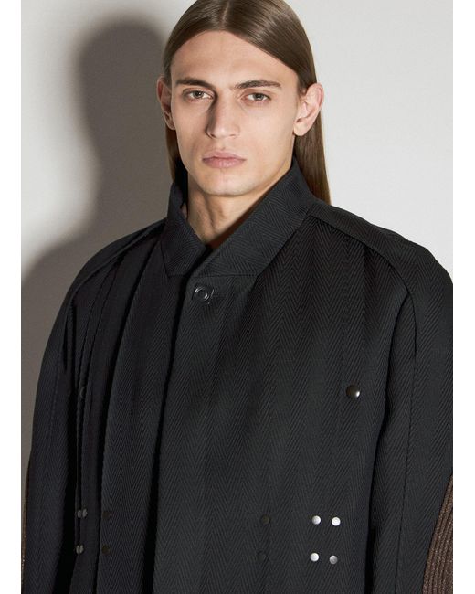 Kiko Kostadinov Black Deultum Pleated Coat for men