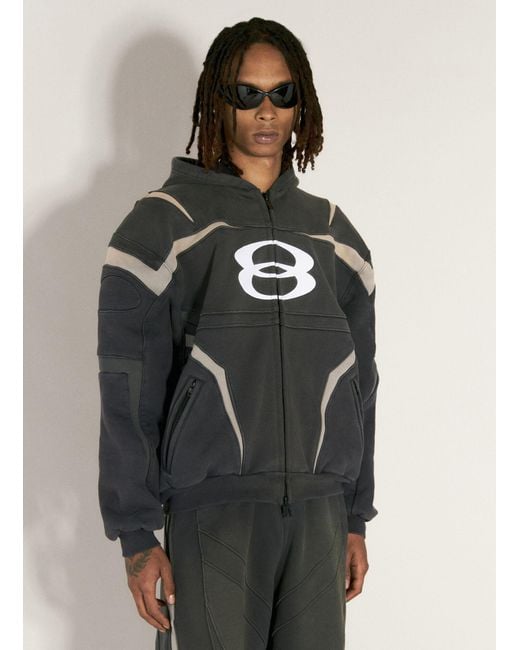 Balenciaga Gray Biker Hooded Sweatshirt for men