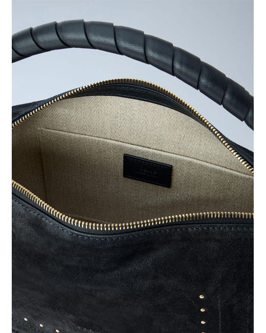 Chloé Blue Marcie Medium Studded Suede Shoulder Bag