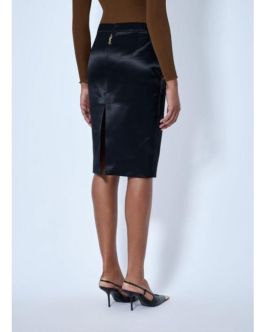 Saint Laurent Black Cassandre Pencil Skirt