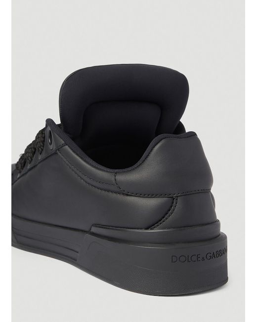 Dolce & Gabbana Black Nappa Leather Mega Skate Sneakers for men
