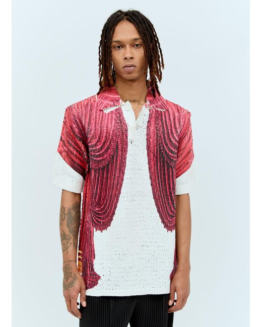 Comme des Garçons Red Printed Knit Shirt for men