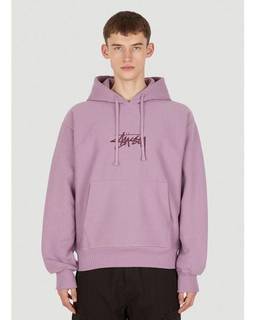 Stussy Purple Logo Embroidery Hooded Sweatshirt for men