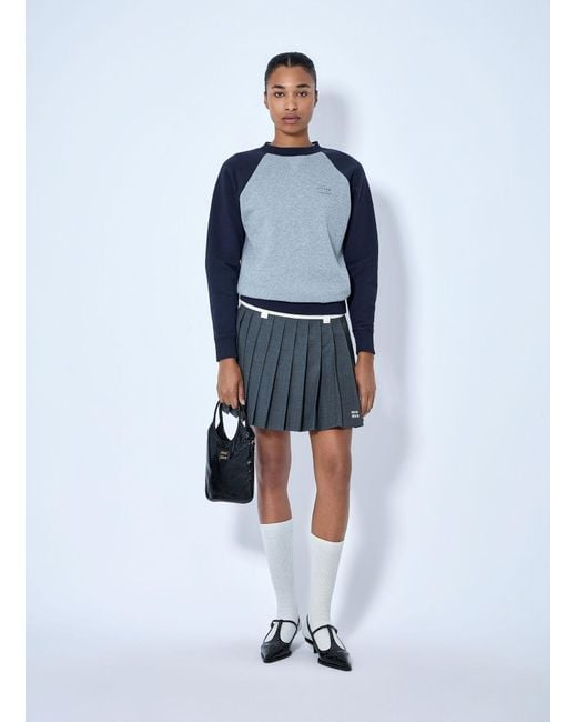 Miu Miu Blue Raglan Sleeve Sweatshirt