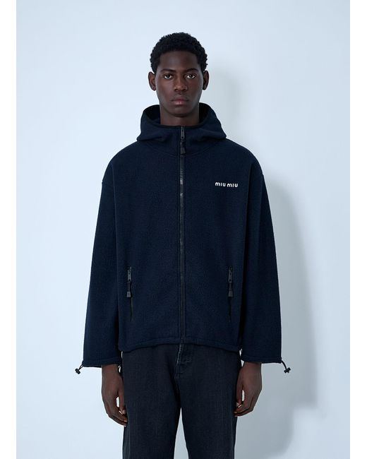 Miu Miu Blue Hooded Logo Motif Sweatshirt