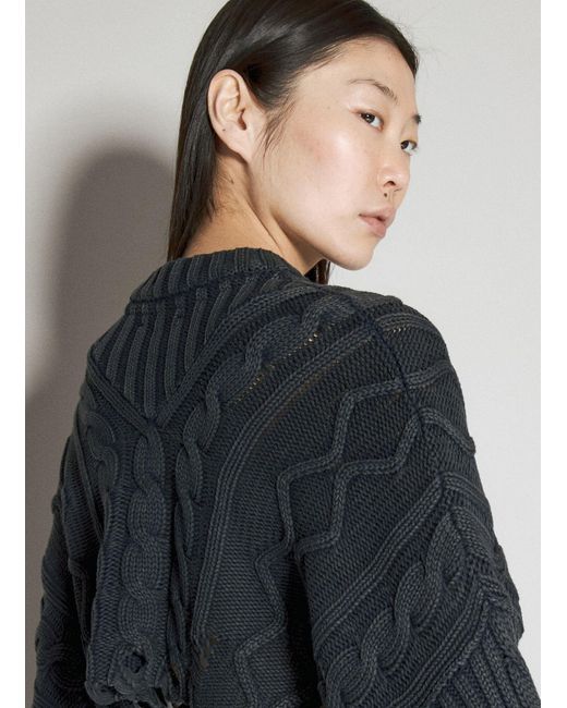 Han Kjobenhavn Gray Cable Knit Distressed Sweater