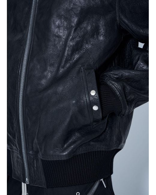 Rick Owens Blue Dracuflight Hammered Leather Jacket for men