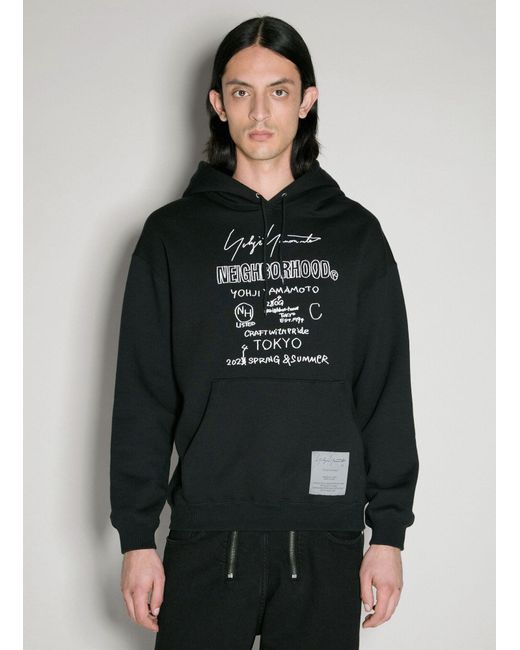Yohji Yamamoto Black Neighborhood Hooded Sweatshirt for men