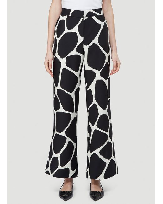 Valentino Black Giraffe Print Crepe Pants