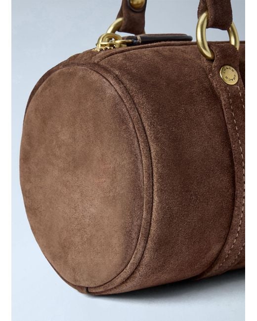 COACH Brown Kisslock Barrel Bag 28