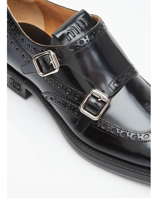 Miu Miu Black X Church's Leather Brogue Shoes