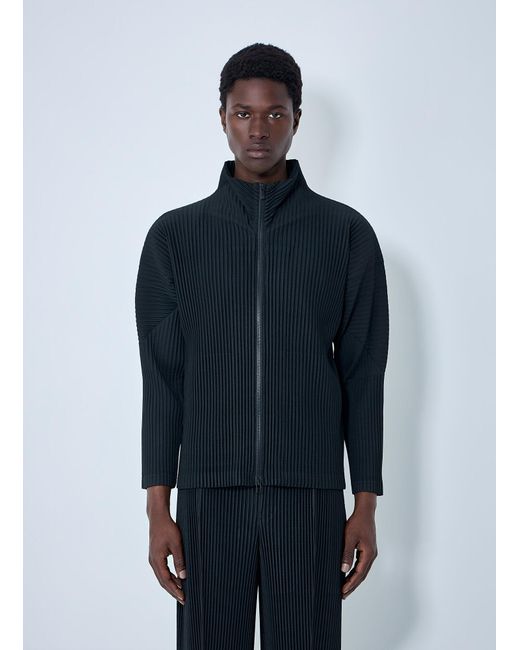 Homme Plissé Issey Miyake Blue Pleated Zip-Up Jacket for men
