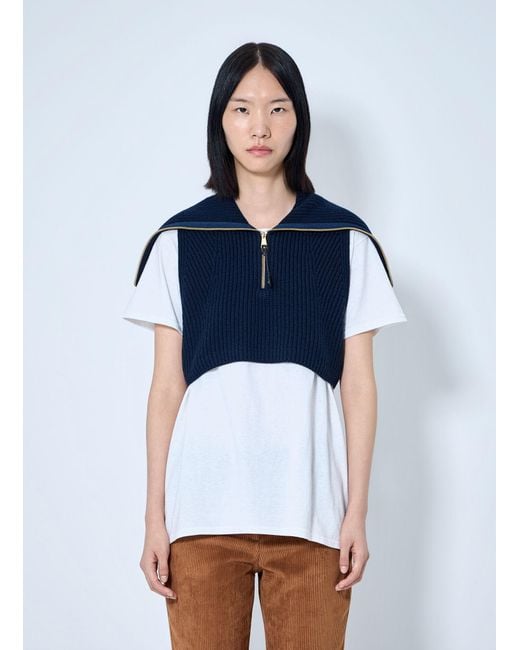 Moncler Blue Zip-Front Knit Vest