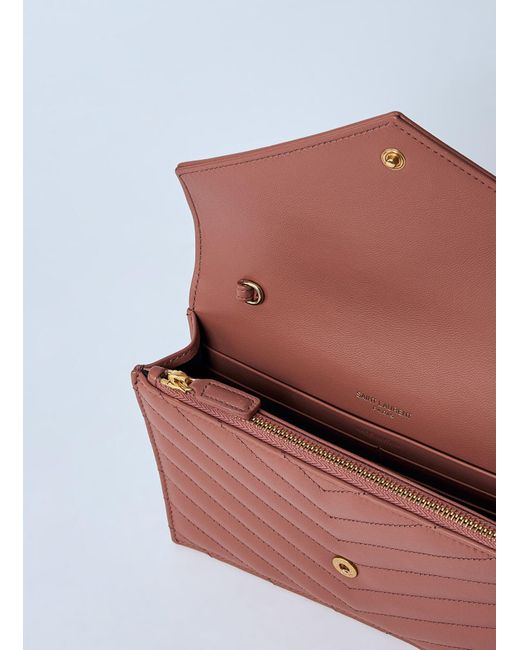 Saint Laurent Brown Cassandre Chain Wallet
