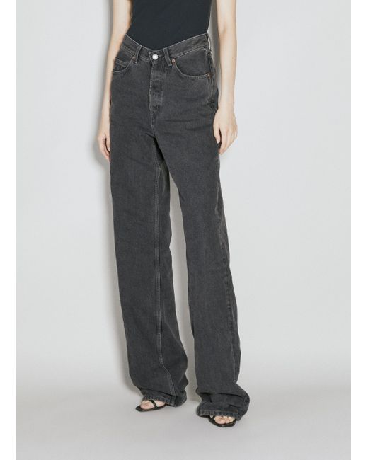 Saint Laurent V-waist Long Baggy Jeans in Gray | Lyst