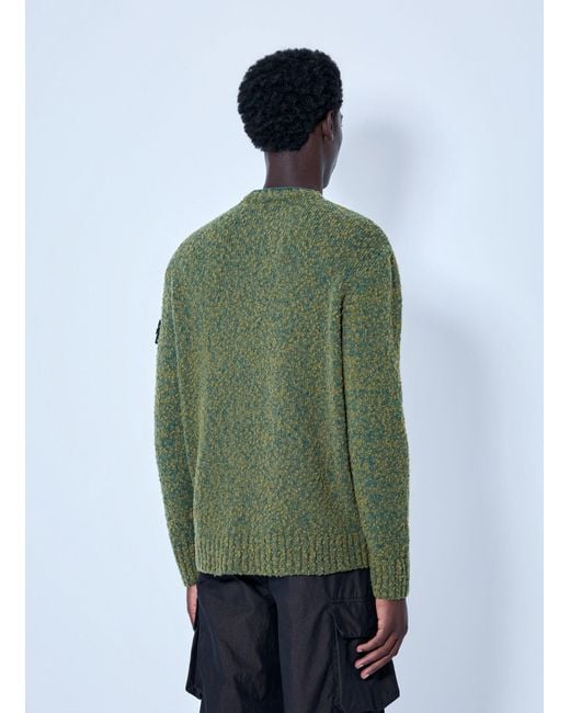 Stone Island Green Crewneck Textured Knit Sweater for men