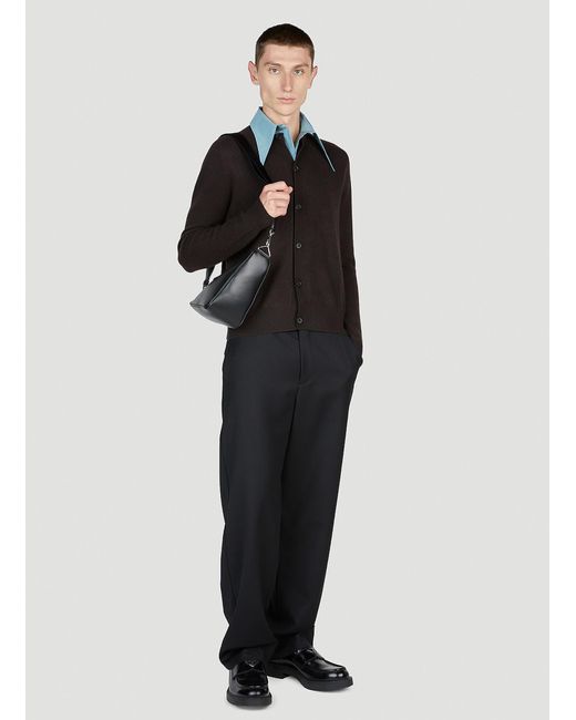 Prada Black Contrast Point Collar Cardigan for men