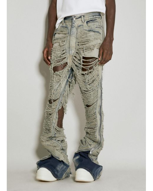 Rick Owens Gray Bolan Distressed Jeans for men