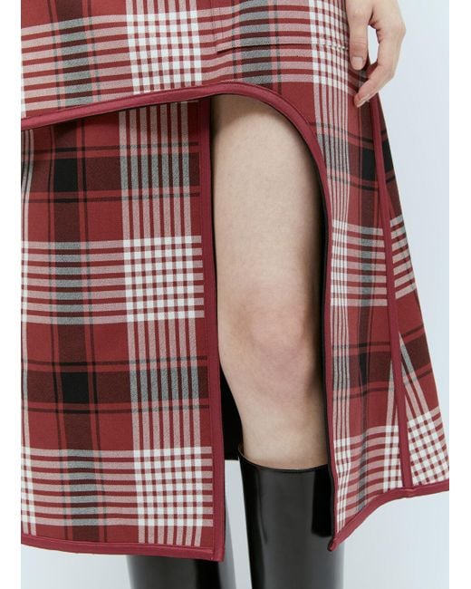 Issey Miyake Red Counterpoint Check Skirt