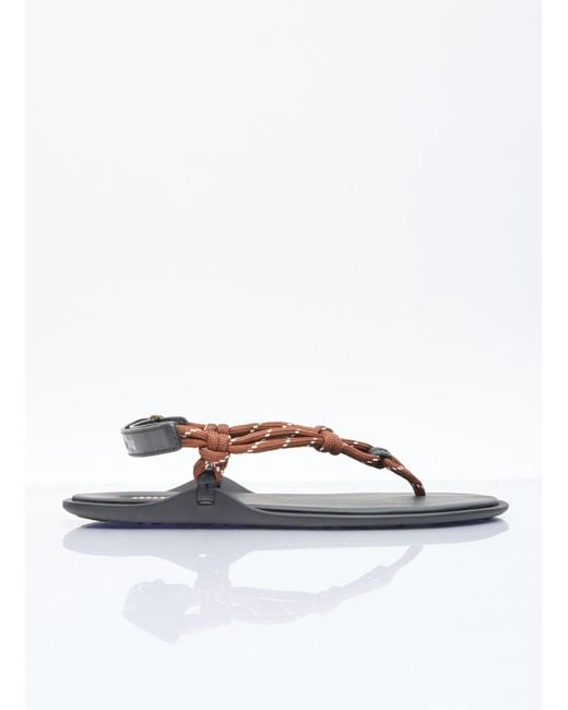 Miu Miu White Riviere Cord And Leather Sandals