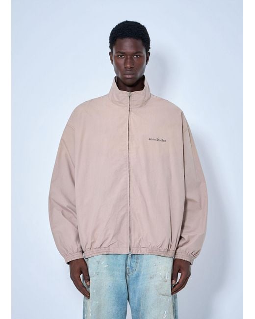 Acne Natural Logo Printed Zip-Up Jacket