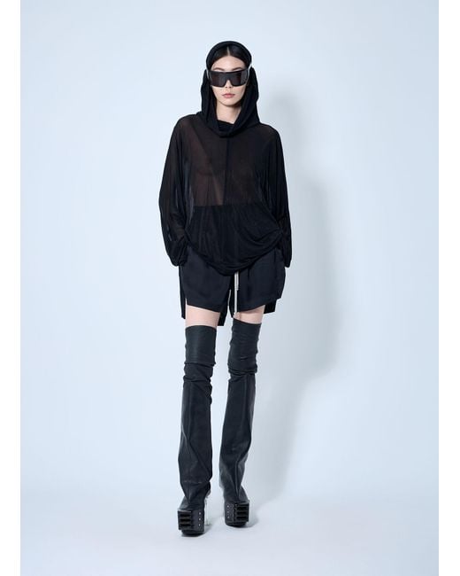 Rick Owens Blue Hooded Tunic Top