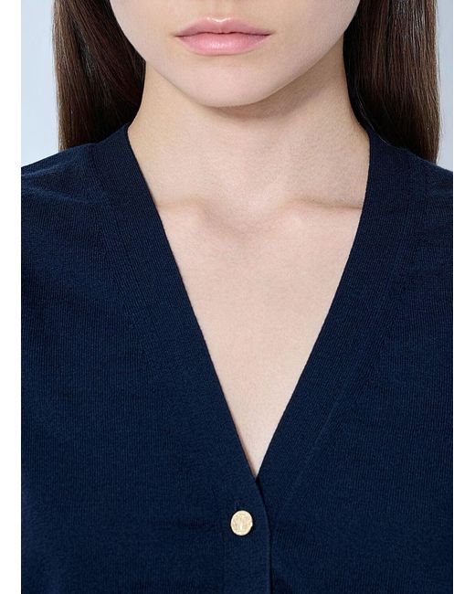 Max Mara Blue Sleeveless Button-down Top