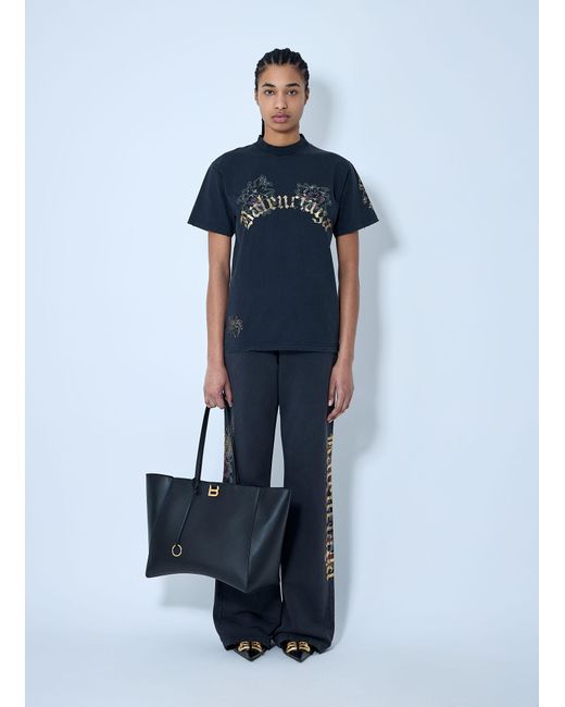 Balenciaga Blue Tacky Tattoo Logo Motif T-Shirt