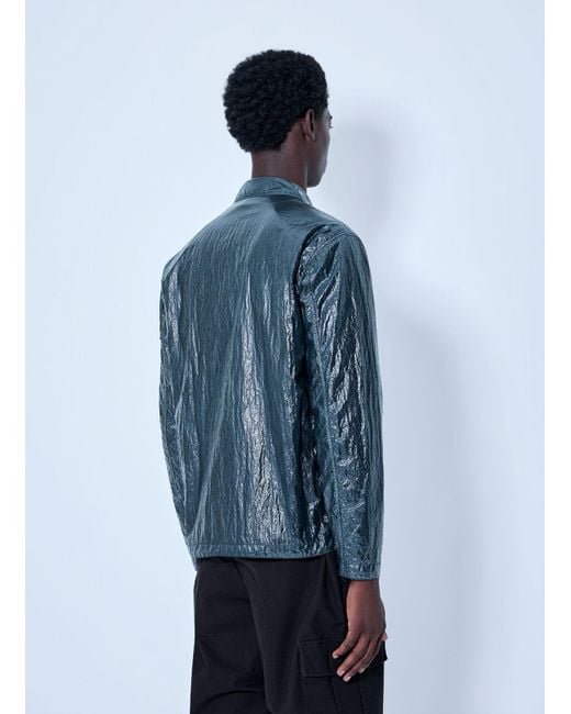 Stone Island Blue Crinkle-Effect Shirt for men