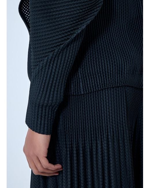 Homme Plissé Issey Miyake Blue Pleated Zip-Up Hooded Sweater for men